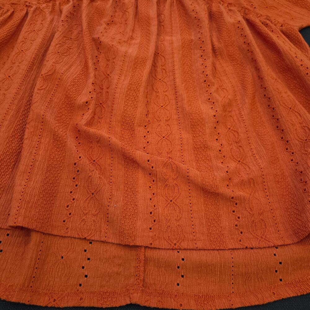 Cato Boho Orange Lace Trim Peasant Tunic Blouse Womens Size 14 16W - Picture 9 of 12